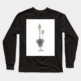 Ostrich with Balloon - Happy Birthday Long Sleeve T-Shirt